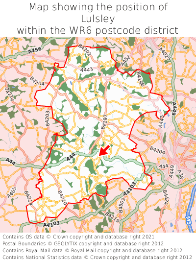 Map showing location of Lulsley within WR6