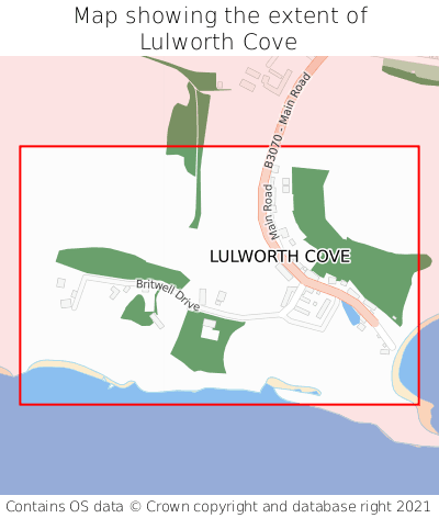 Map showing extent of Lulworth Cove as bounding box