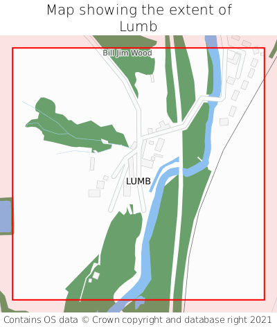 Map showing extent of Lumb as bounding box