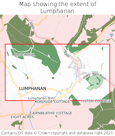 Map showing extent of Lumphanan as bounding box