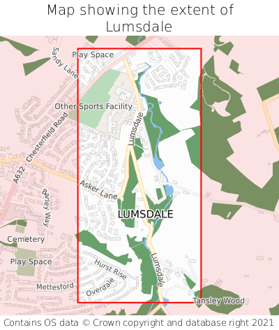 Map showing extent of Lumsdale as bounding box