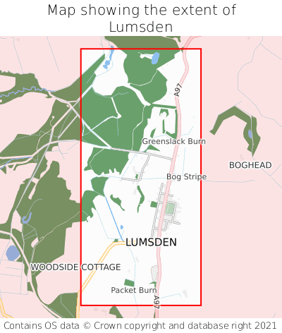 Map showing extent of Lumsden as bounding box