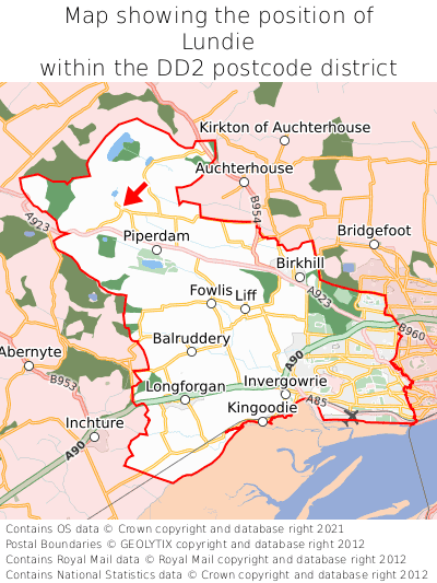 Map showing location of Lundie within DD2