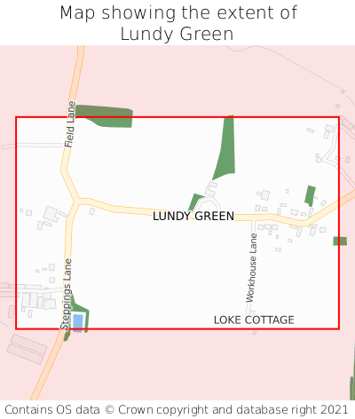 Map showing extent of Lundy Green as bounding box