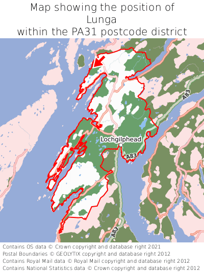 Map showing location of Lunga within PA31