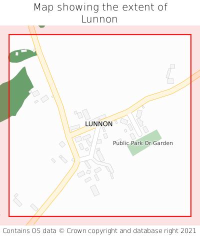 Map showing extent of Lunnon as bounding box