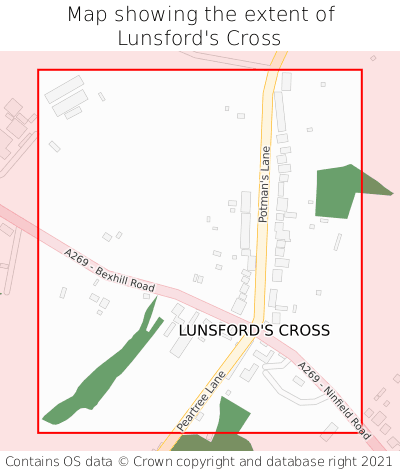 Map showing extent of Lunsford's Cross as bounding box