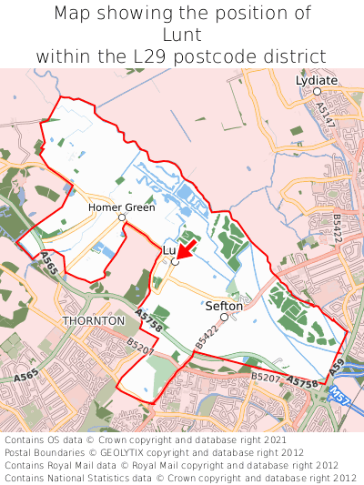 Map showing location of Lunt within L29
