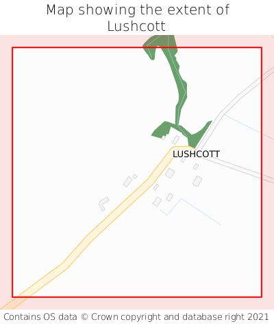 Map showing extent of Lushcott as bounding box