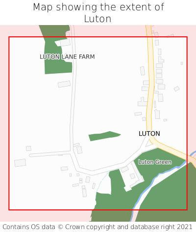 Map showing extent of Luton as bounding box