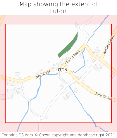 Map showing extent of Luton as bounding box