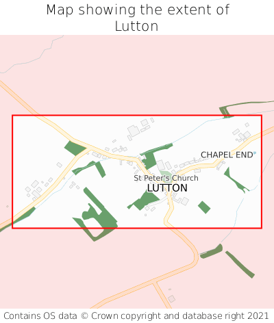 Map showing extent of Lutton as bounding box