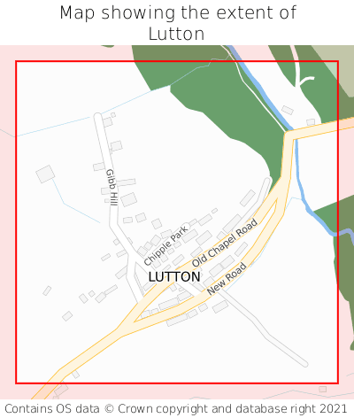 Map showing extent of Lutton as bounding box