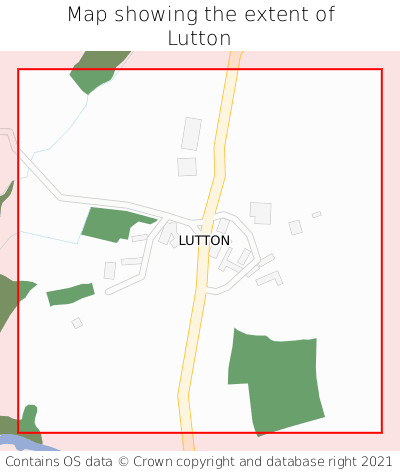 Map showing extent of Lutton as bounding box