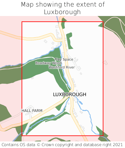 Map showing extent of Luxborough as bounding box