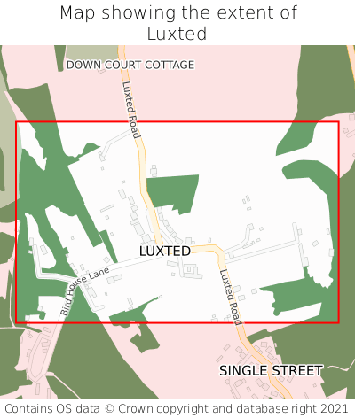 Map showing extent of Luxted as bounding box