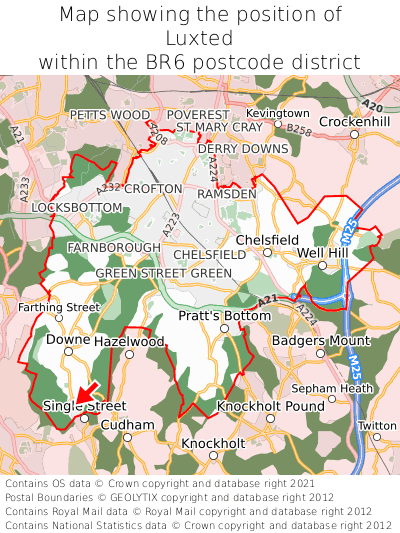 Map showing location of Luxted within BR6