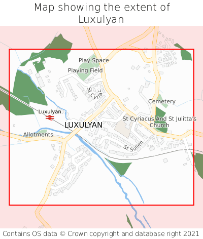 Map showing extent of Luxulyan as bounding box