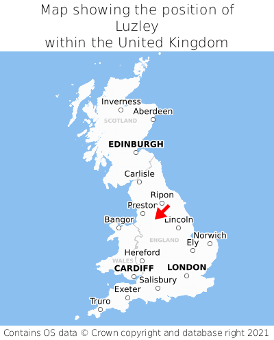 Map showing location of Luzley within the UK