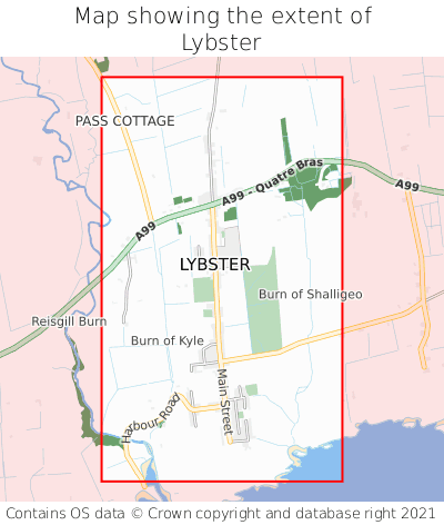 Map showing extent of Lybster as bounding box