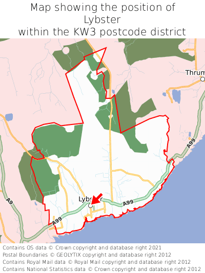 Map showing location of Lybster within KW3