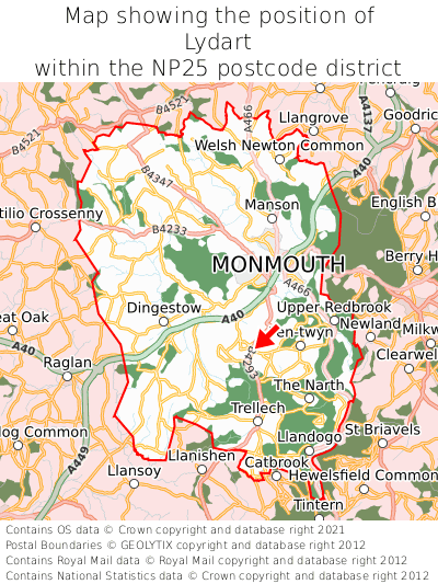 Map showing location of Lydart within NP25