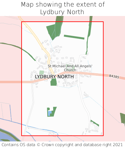 Map showing extent of Lydbury North as bounding box