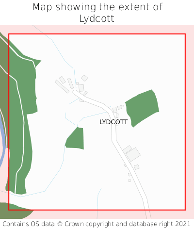 Map showing extent of Lydcott as bounding box