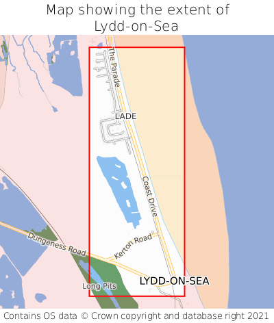 Map showing extent of Lydd-on-Sea as bounding box