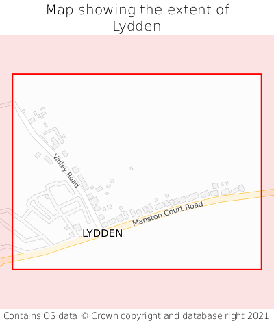 Map showing extent of Lydden as bounding box