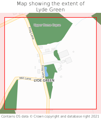 Map showing extent of Lyde Green as bounding box