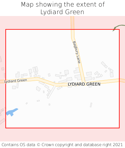 Map showing extent of Lydiard Green as bounding box