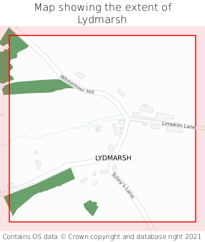 Map showing extent of Lydmarsh as bounding box
