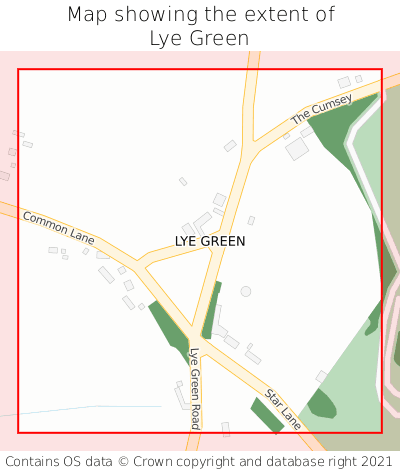 Map showing extent of Lye Green as bounding box