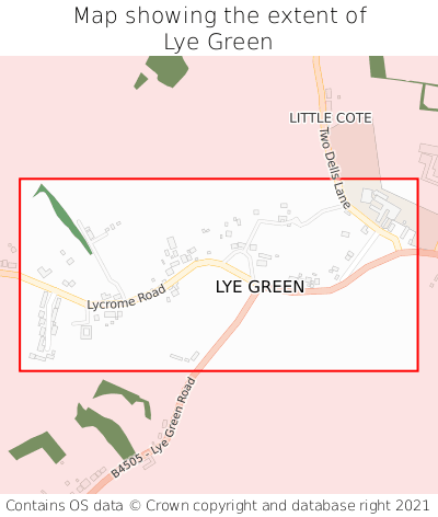 Map showing extent of Lye Green as bounding box