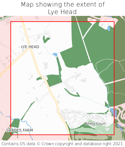 Map showing extent of Lye Head as bounding box