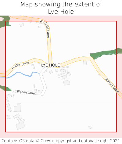 Map showing extent of Lye Hole as bounding box