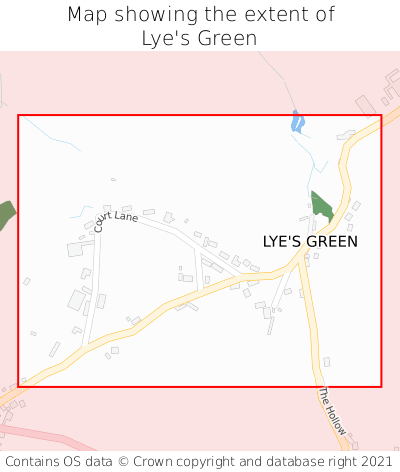 Map showing extent of Lye's Green as bounding box