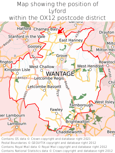 Map showing location of Lyford within OX12