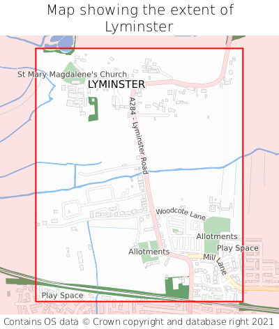 Map showing extent of Lyminster as bounding box