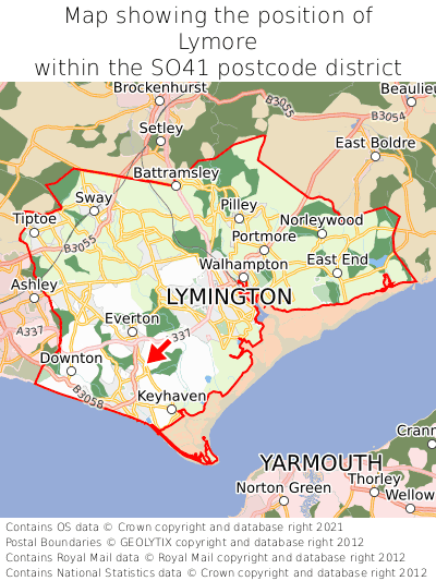 Map showing location of Lymore within SO41