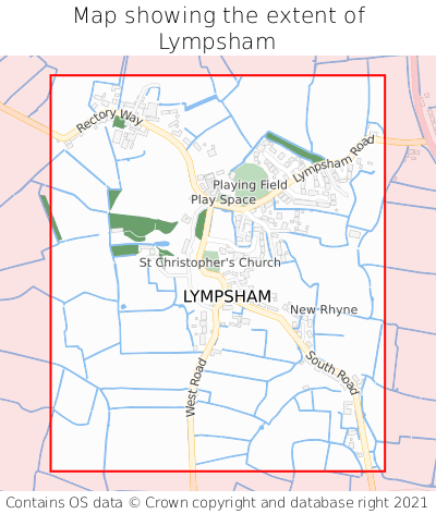 Map showing extent of Lympsham as bounding box