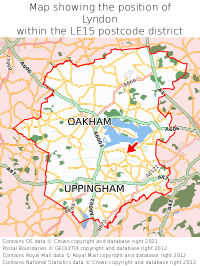 Map showing location of Lyndon within LE15