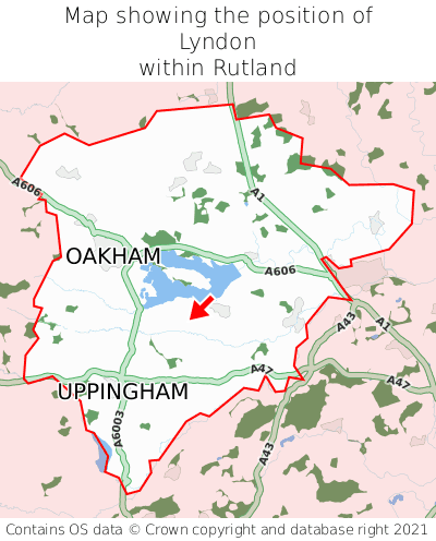 Map showing location of Lyndon within Rutland