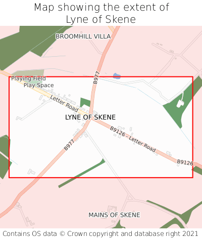 Map showing extent of Lyne of Skene as bounding box