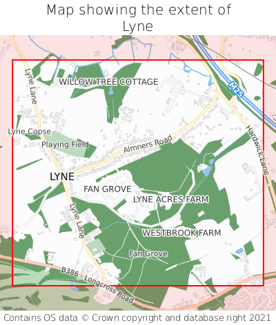 Map showing extent of Lyne as bounding box