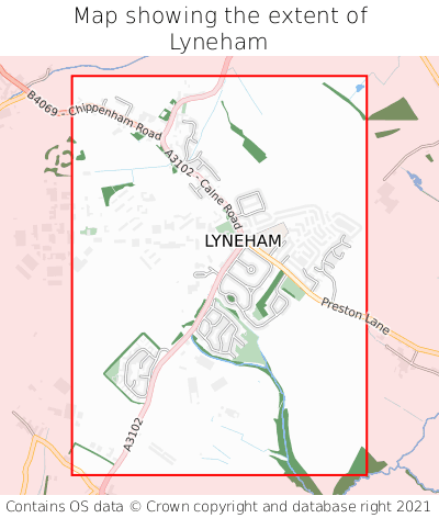 Map showing extent of Lyneham as bounding box