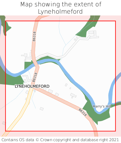 Map showing extent of Lyneholmeford as bounding box