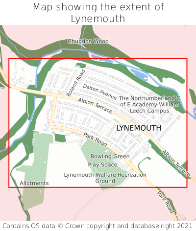 Map showing extent of Lynemouth as bounding box