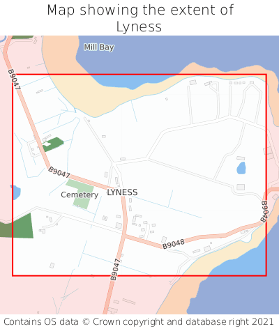 Map showing extent of Lyness as bounding box